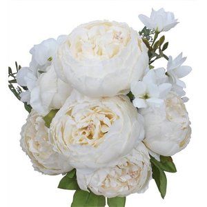 Artificial Peony Silk Flowers Fake Flowers Vintage Wedding Home Decoration White